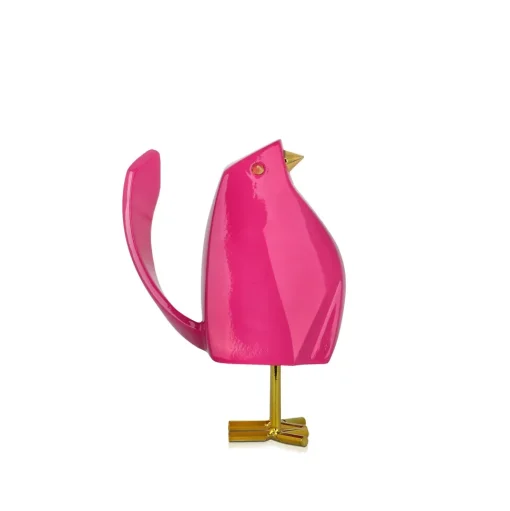 Cubic Bird 14cm Pink Resin Indoor Sculpture