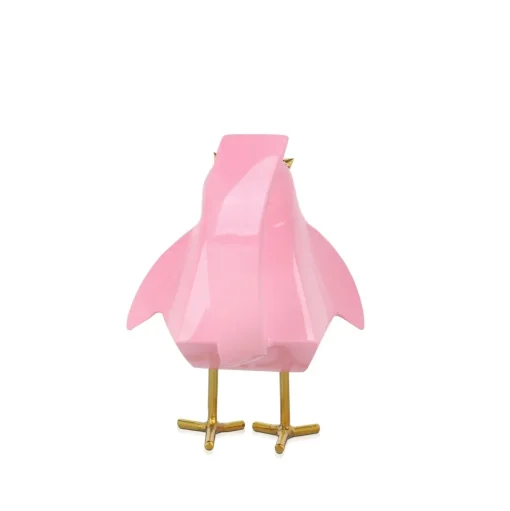 Cubic Bird 18cm Pink Resin Indoor Sculpture
