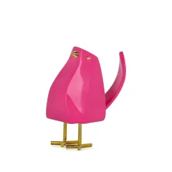 Cubic Bird 14cm Pink Resin Indoor Sculpture