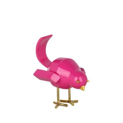 Cubic Bird 14cm Rosa Pink Resin Indoor Sculpture