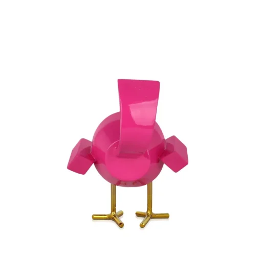 Cubic Bird 14cm Rosa Pink Resin Indoor Sculpture