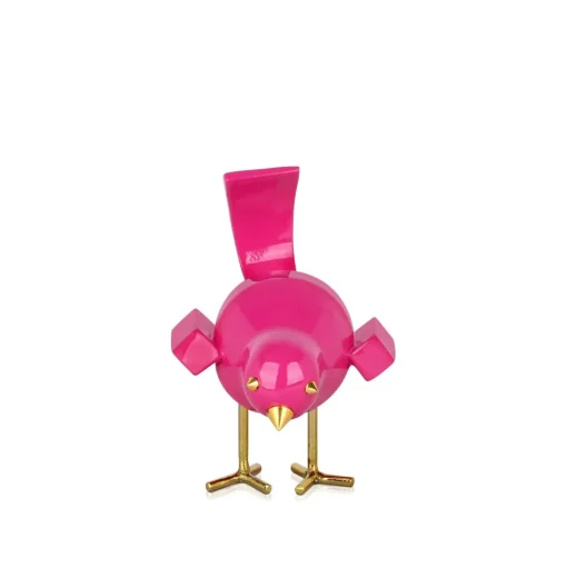 Cubic Bird 14cm Rosa Pink Resin Indoor Sculpture