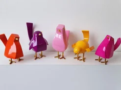 Cubic Bird 18cm Rosa Pink Resin Indoor Sculpture