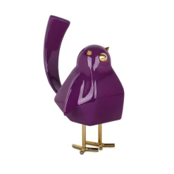 Cubic Bird 30cm Violet Resin Indoor Sculpture