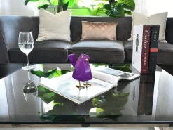 Cubic Bird 14cm Violet Resin Indoor Sculpture