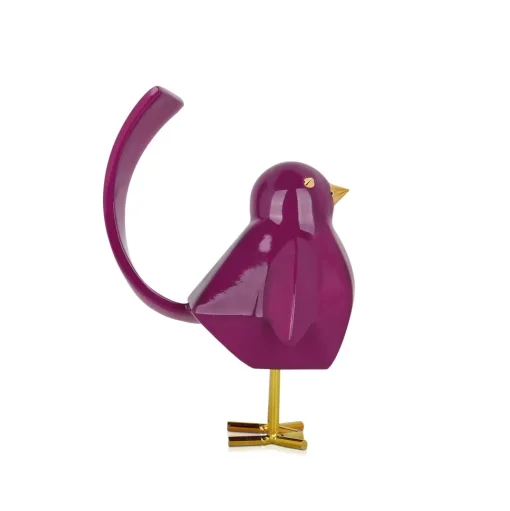 Cubic Bird 18cm Violet Resin Indoor Sculpture