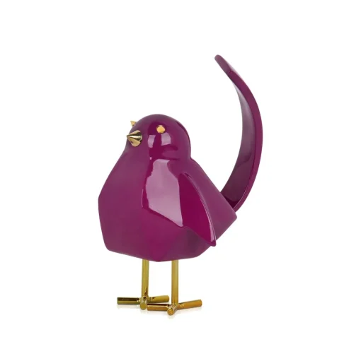 Cubic Bird 18cm Violet Resin Indoor Sculpture