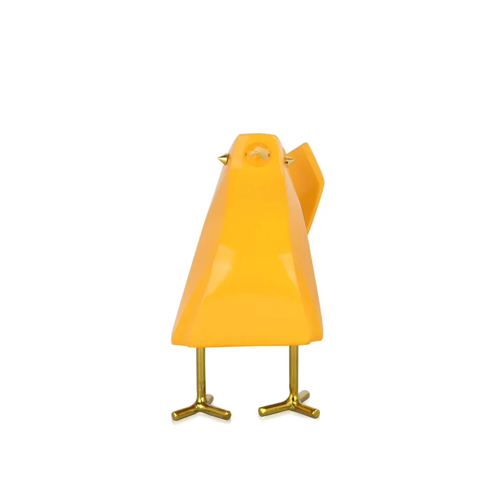 Cubic Bird 14cm Yellow Resin Indoor Sculpture
