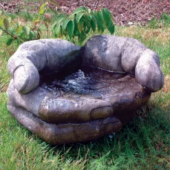 Cupped Hands Stone Fountain Water Feature