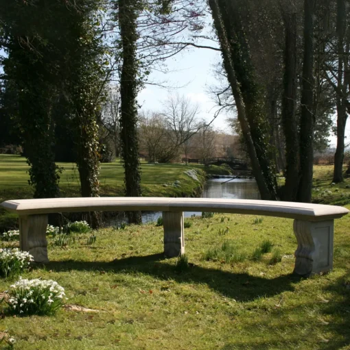 Curved Ivy Double Stone Garden Bench