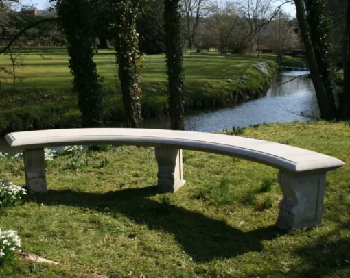 Curved Ivy Double Stone Garden Bench