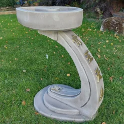 Curved Japanese Design Stone Garden Bird Bath