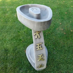 Curved Japanese Design Stone Garden Bird Bath
