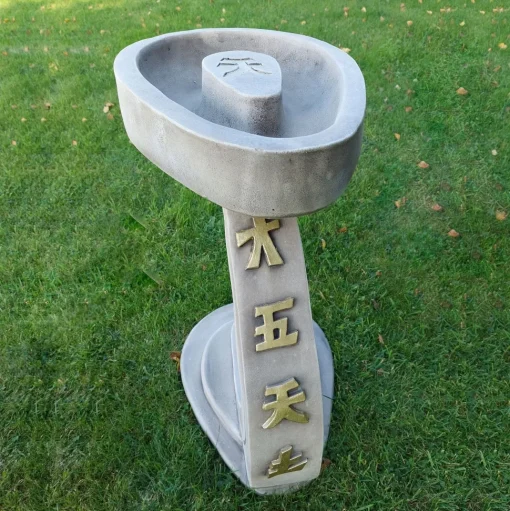 Curved Japanese Design Stone Garden Bird Bath