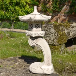 Curved Japanese Pagoda Antique Stone Garden Ornament