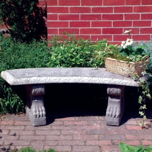 Curved Pattern Top Stone Garden Bench