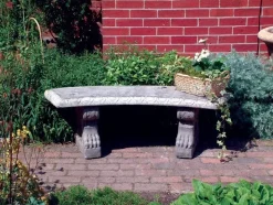 Curved Pattern Top Stone Garden Bench