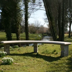 Curved Plain Double Stone Garden Bench