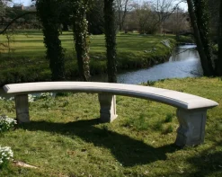 Curved Plain Double Stone Garden Bench