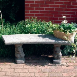 Curved Plain Top Stone Garden Bench