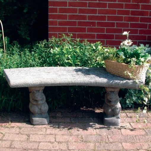 Curved Plain Top Stone Garden Bench