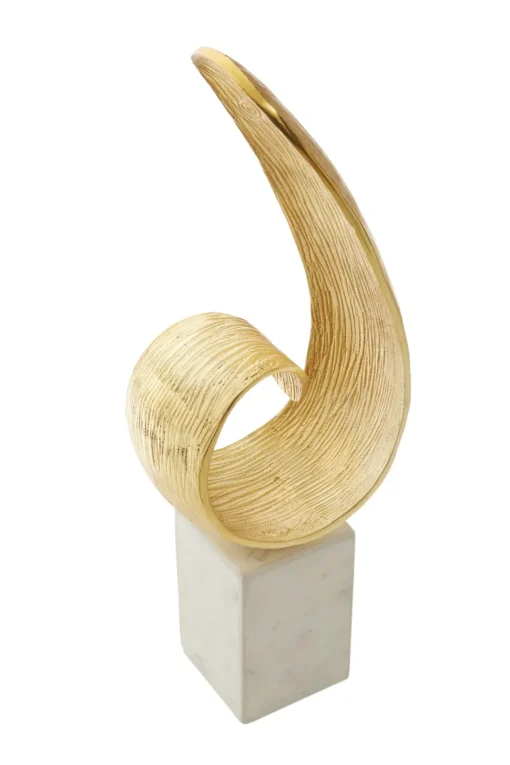 Curved Reflection 50cm Gold Metal Indoor Sculpture