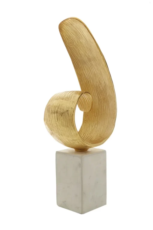 Curved Reflection 50cm Gold Metal Indoor Sculpture
