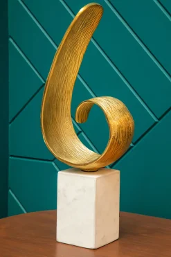 Curved Reflection 50cm Gold Metal Indoor Sculpture