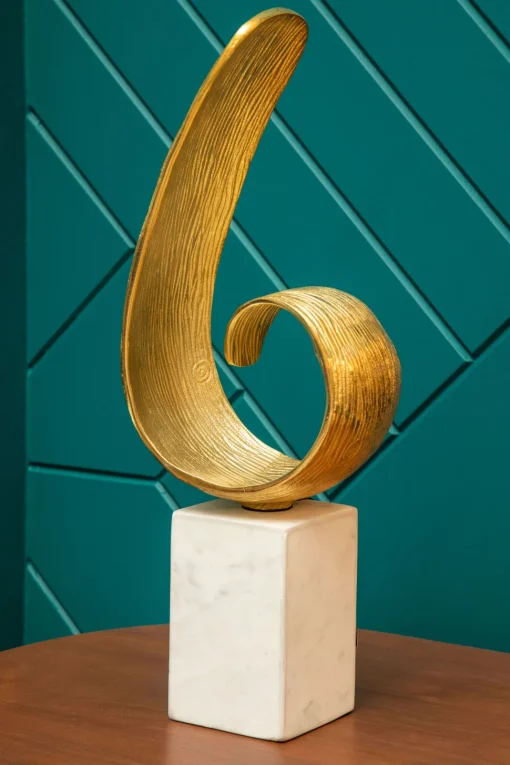 Curved Reflection 50cm Gold Metal Indoor Sculpture