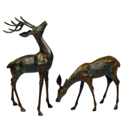 Deer & Doe Bronze Metal Garden Statues