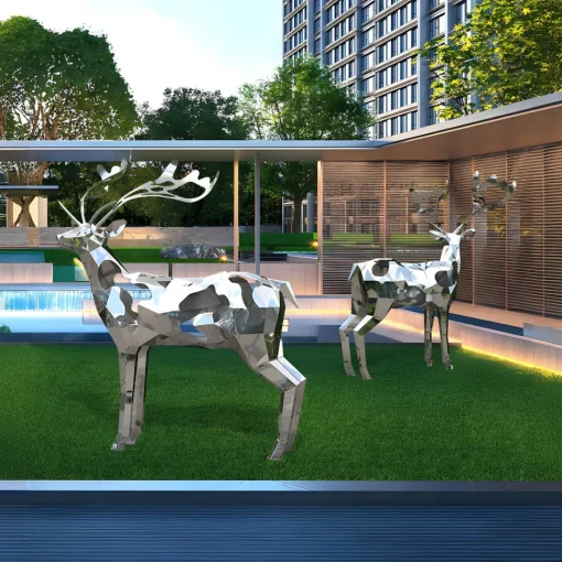 Deer 197cm Geometric Metal Garden Sculpture v2
