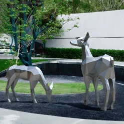 Deer 160cm Geometric Metal Garden Sculpture