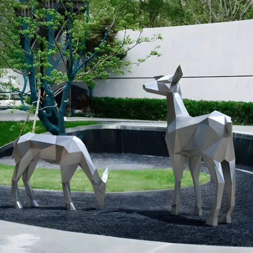 Deer 160cm Geometric Metal Garden Sculpture