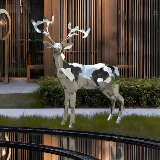 Deer 197cm Geometric Metal Garden Sculpture v1