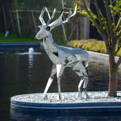 Deer 168cm Geometric Metal Garden Sculpture