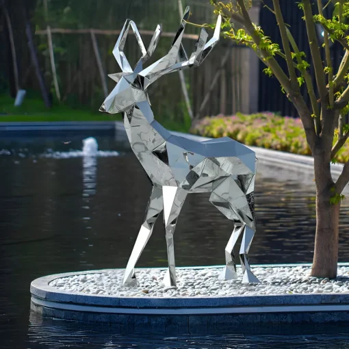 Deer 168cm Geometric Metal Garden Sculpture