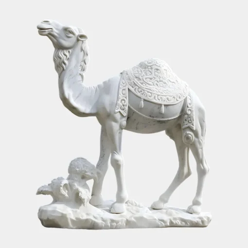 Desert Camel 160cm White Marble Garden Statue v5