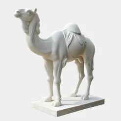 Desert Camel 160cm White Marble Garden Statue v4