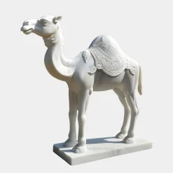 Desert Camel 160cm White Marble Garden Statue v1