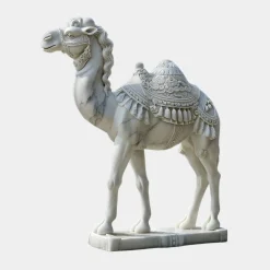 Desert Camel 160cm White Marble Garden Statue v3
