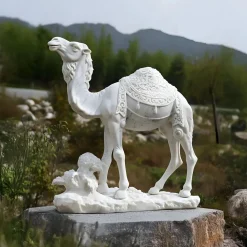 Desert Camel 160cm White Marble Garden Statue v5