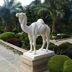 Desert Camel 160cm White Marble Garden Statue v4