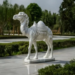 Desert Camel 160cm White Marble Garden Statue v3