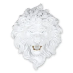 Desert Lion 49cm White Resin Wall Sculpture