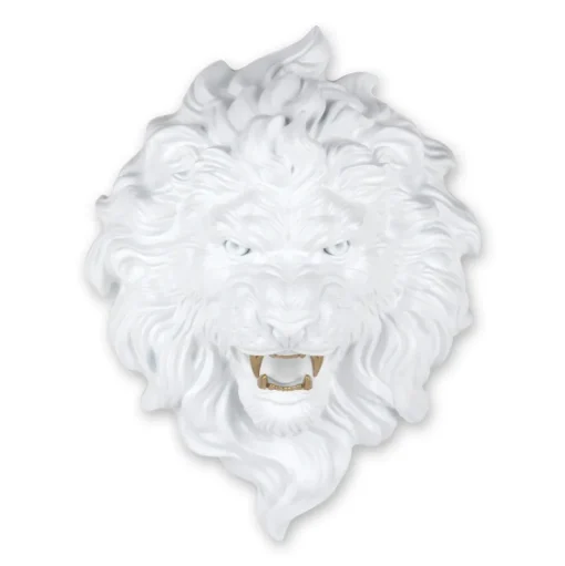Desert Lion 49cm White Resin Wall Sculpture