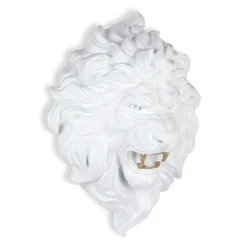 Desert Lion 49cm White Resin Wall Sculpture