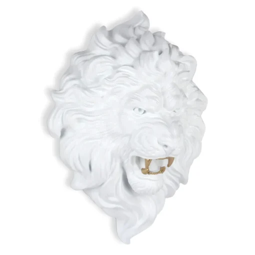 Desert Lion 49cm White Resin Wall Sculpture