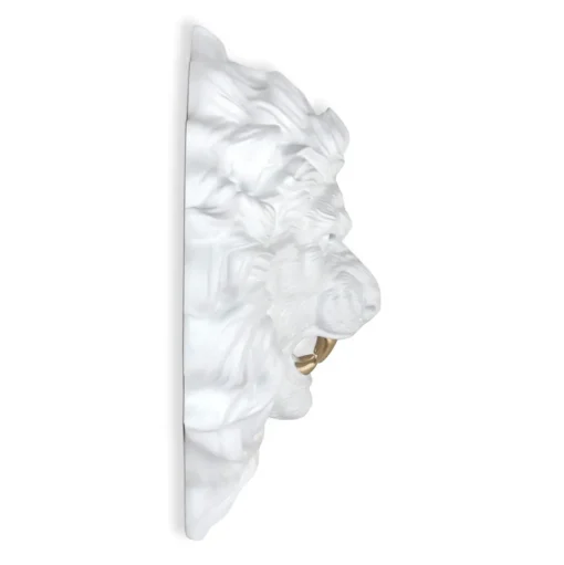 Desert Lion 49cm White Resin Wall Sculpture