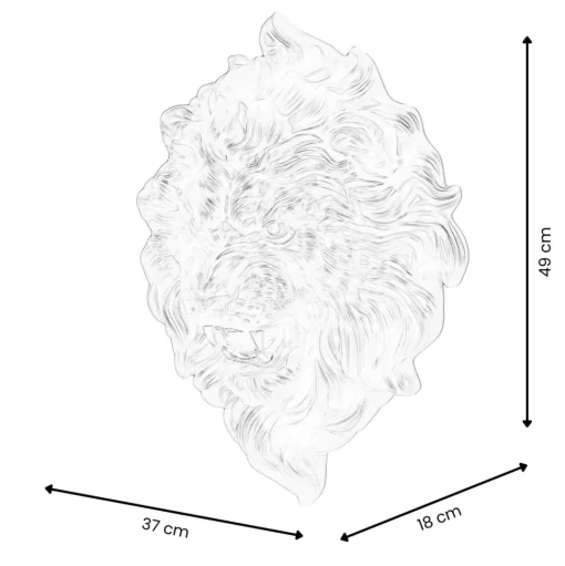 Desert Lion 49cm White Resin Wall Sculpture