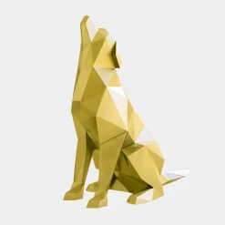 Dog 100cm Gold Geometric Metal Garden Sculpture